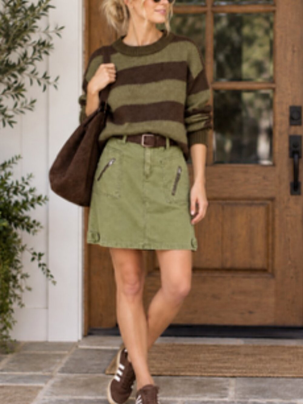 VTG American Outpost military green cotton  canvas skirt Women Sz S